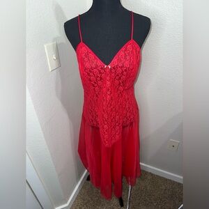 Vintage VANDEMERE Valentines‎ Red Lace Nightgown Whisigoth